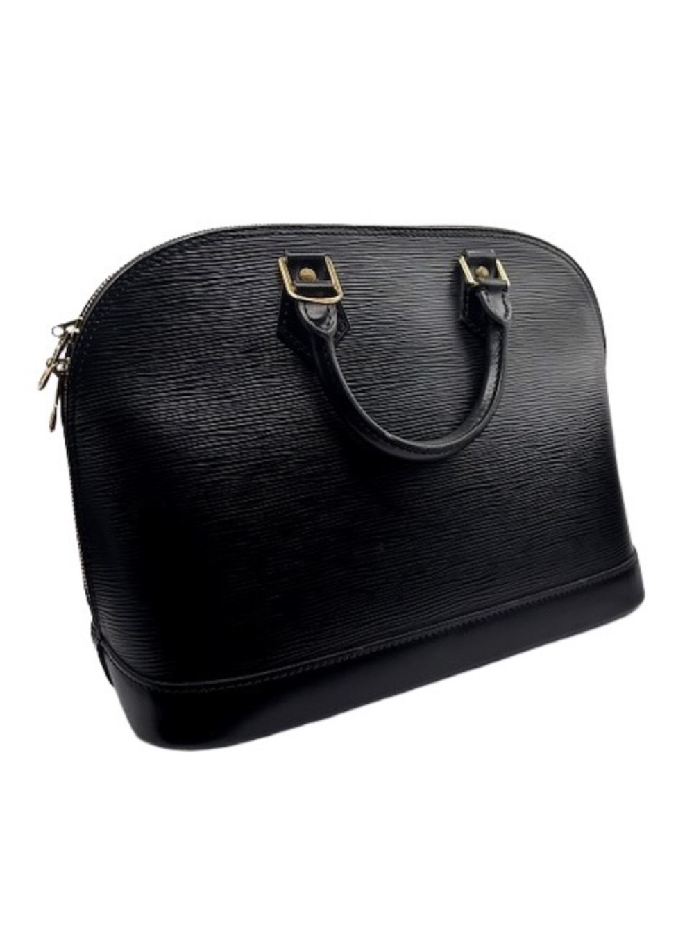 Louis Vuitton Alma PM Black Epi Leather Satchel Top Handle Bag Authentic